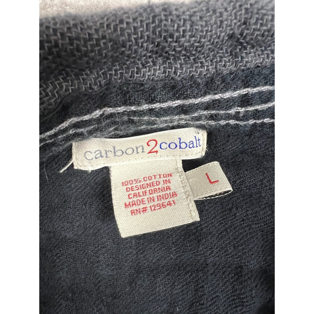 Carbon 2 Cobalt Shirt Mens Large Gray Button Up Knit Cotton Long Sleeve - Picture 6 of 11